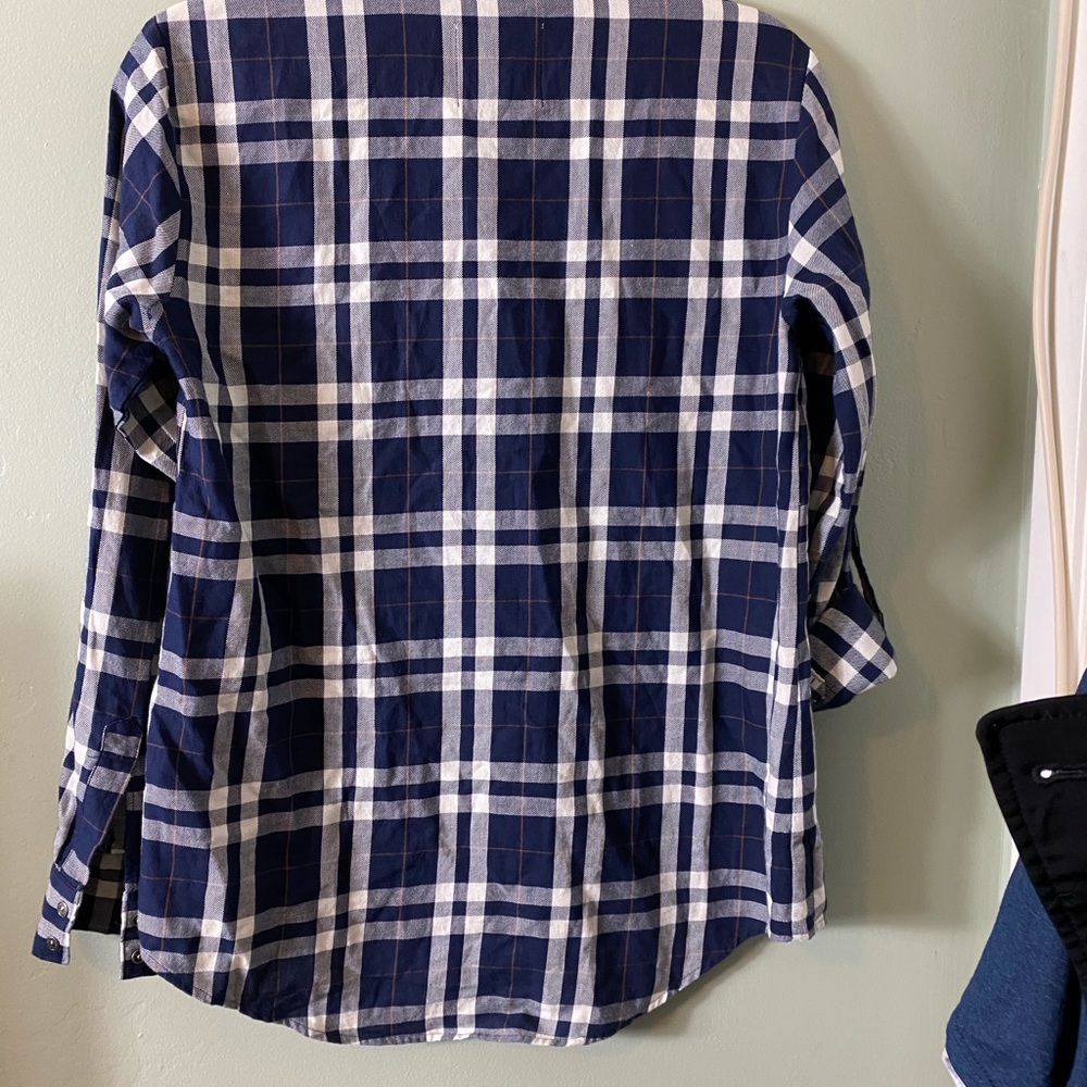 NWOT ZARA WOMAN PLAID SNAP BUTTON DOWN CLOSURE - Picture 3 of 7